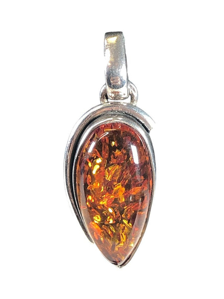 Sterling teardrop stone pendant