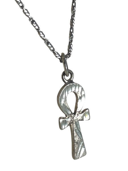 Diamond cut sterling Ankh Necklace