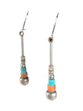 Sterling stacked stone/bead earrings