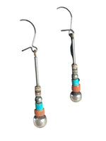 Sterling stacked stone/bead earrings