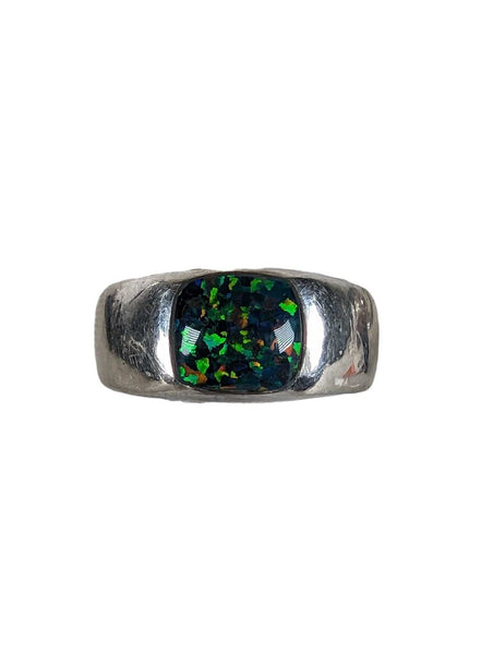 R sterling opal ring