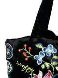 Embroidered velvet satchel