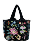 Embroidered velvet satchel