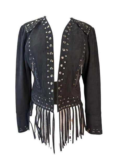 R NWT Fringe Studded Jacket