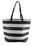 R Coated Canvas Striped Tote