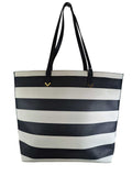 R Coated Canvas Striped Tote