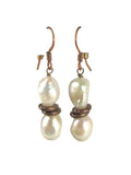 Copper Stacked Freshwater Pearl Earrings