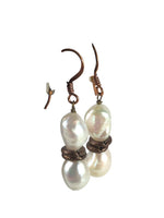 Copper Stacked Freshwater Pearl Earrings