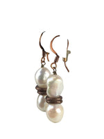 Copper Stacked Freshwater Pearl Earrings