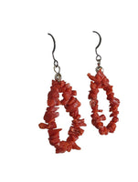 R sterling coral hoop earrings