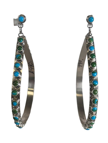 R sterling sonoran gold turquoise hoop earrings