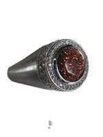 R sterling stone ring