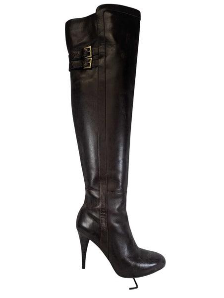 R Smooth Leather Knee High