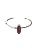 SS Oval Stone Cuff Bracelet