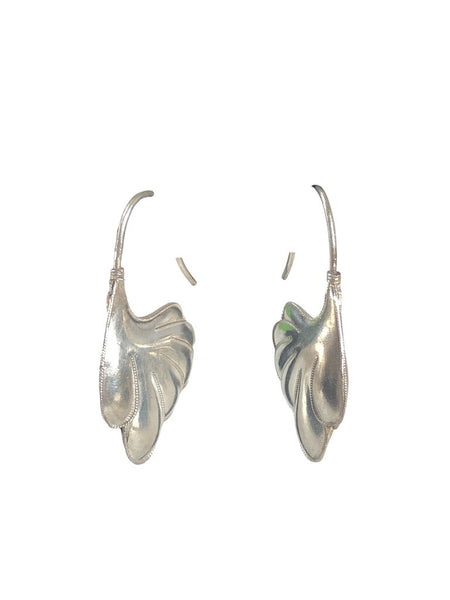 SS Puffed Leaf Threaded Earrings