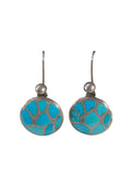 Sterling round inlaid stone earrings