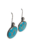 Sterling round inlaid stone earrings