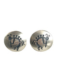 Sterling roung Kokopelli shadowbox earrings