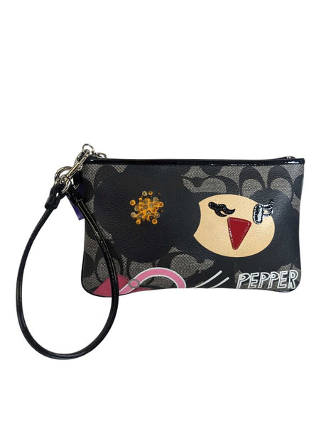 R (Rare) Poppy Pepper Coated Canvas Wristlet