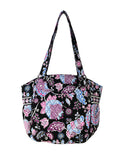 Quilted Floral Zip Top Shoulder Bag