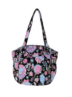 Quilted Floral Zip Top Shoulder Bag