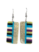 Inlaid stone slab earrings