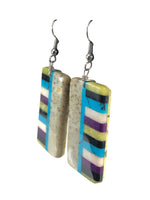 Inlaid stone slab earrings