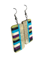 Inlaid stone slab earrings