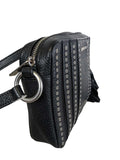 R Pebbled Leather Grommet Crossbody