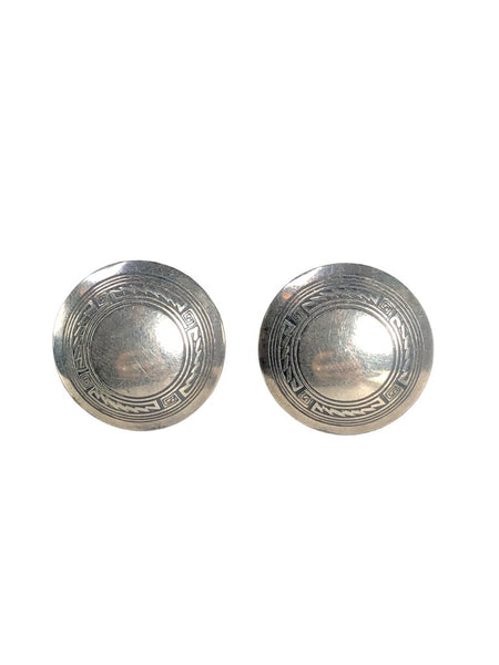 Stamped Round Button Earrings