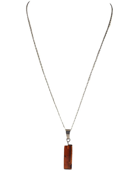 SS Rectangular Stone Necklace