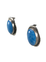 Sterling oval stone clip earrings