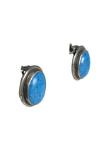 Sterling oval stone clip earrings