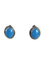 Sterling oval stone clip earrings