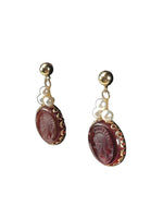 14K Intaglio earrings w/ pearls