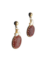 14K Intaglio earrings w/ pearls