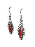 SS Inlaid Stone Filigree Earrings