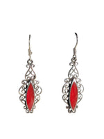 SS Inlaid Stone Filigree Earrings