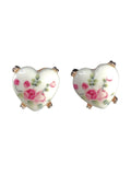 Costume Heart Earrings w/ Roses