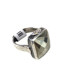 SS Faceted Rectangle Ring