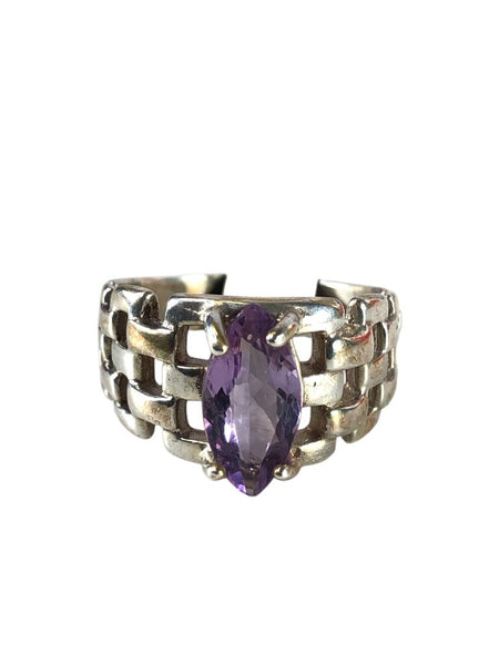 SS Latticed Marquis Stone Ring