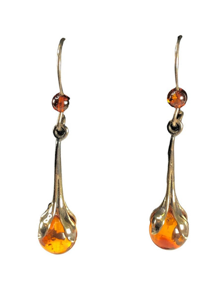 Sterling dropped ball stone earrings