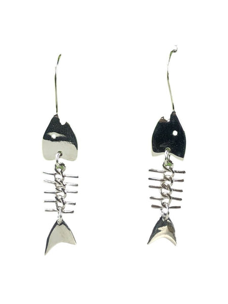 Sterling fish skeleton earrings