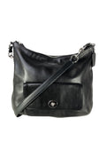 Leather zip top crossbody w/ front pocket