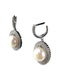 Sterling pearl/cz halo earrings