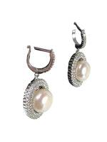 Sterling pearl/cz halo earrings