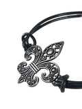 Sterling fleur de lis on cord bracelet