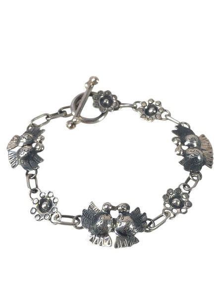 950 silver Mexico Lovebirds Toggle Bracelet