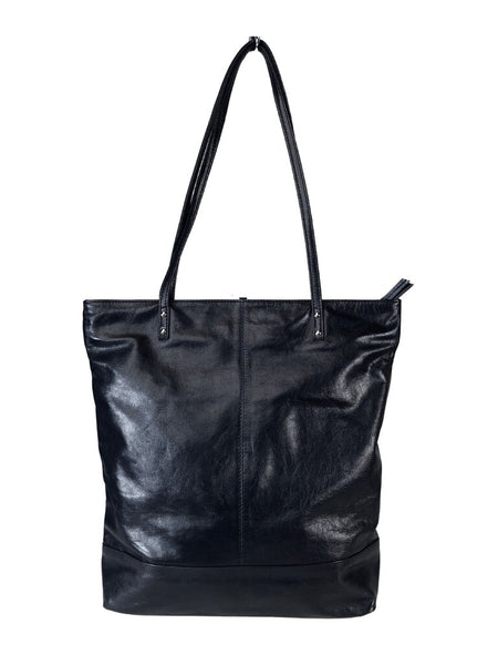 R Leather zip top tote