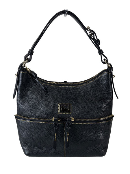 R Pebble leather zip top handbag